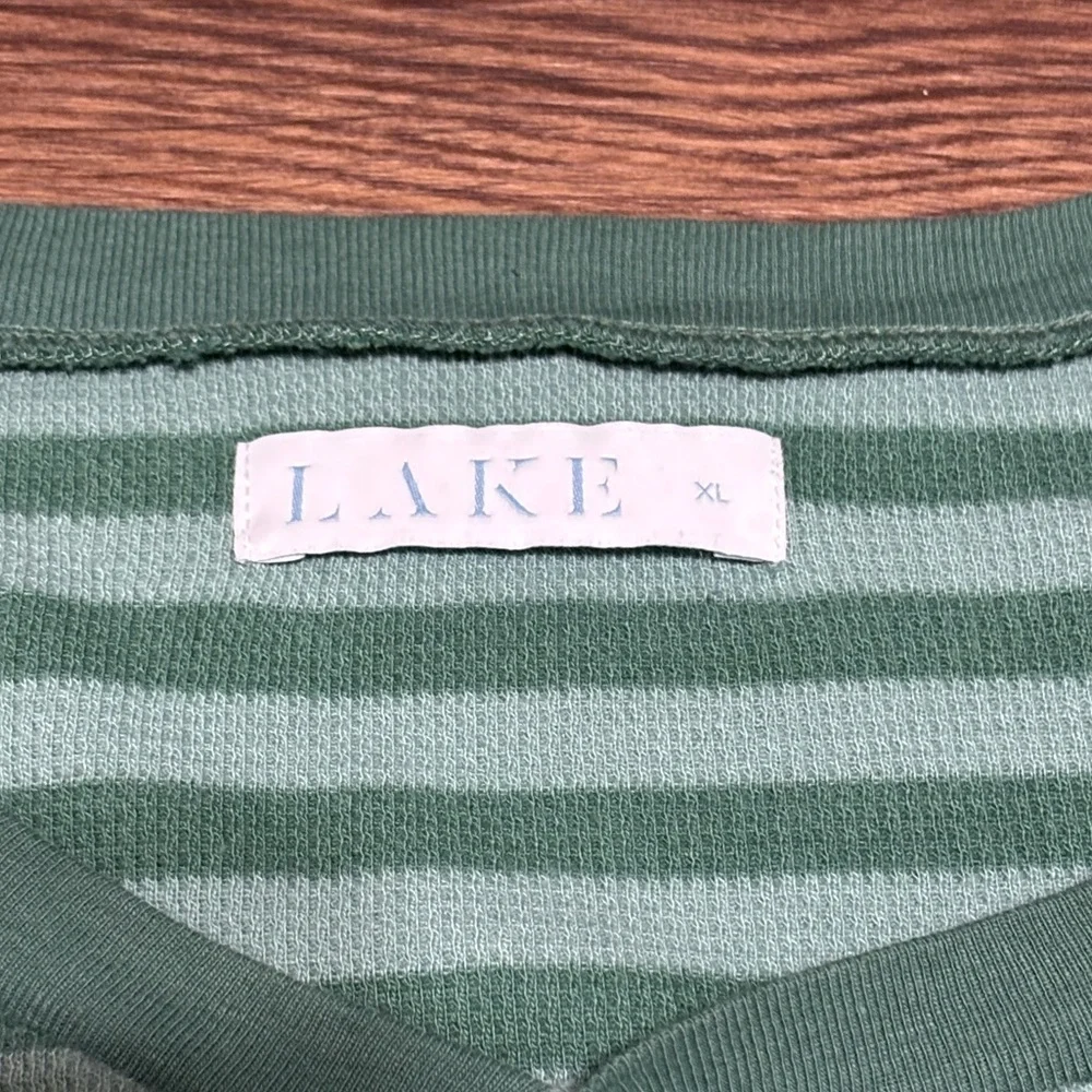 Lake Pajamas Mens XL Green Stripe Cotton Lounge Set Soft Sleepwear